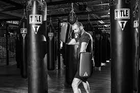 fighter training boxing bag skipping